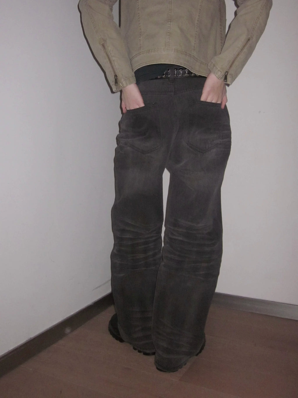 URRRGE Heavy-duty Three-dimensional Crumpled Cat Whisker Denim