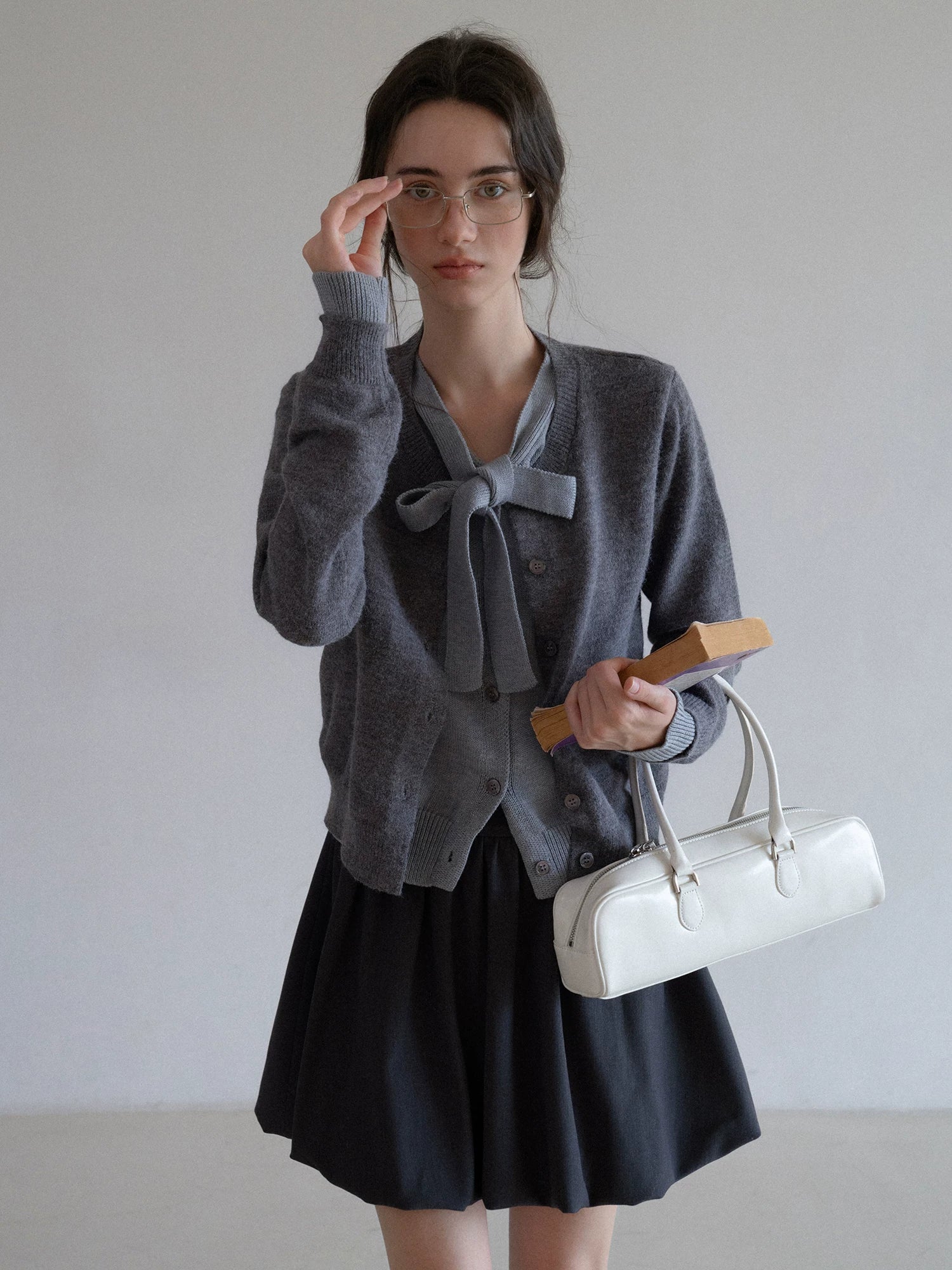 EGGKA Strappy Fake Two-piece Loose Casual Knitted Cardigan
