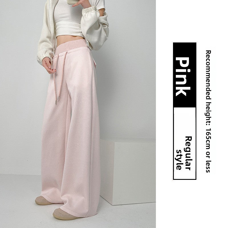 TIANQINGSE High-waisted Slim Straight Casual Wide-leg Sweatpants