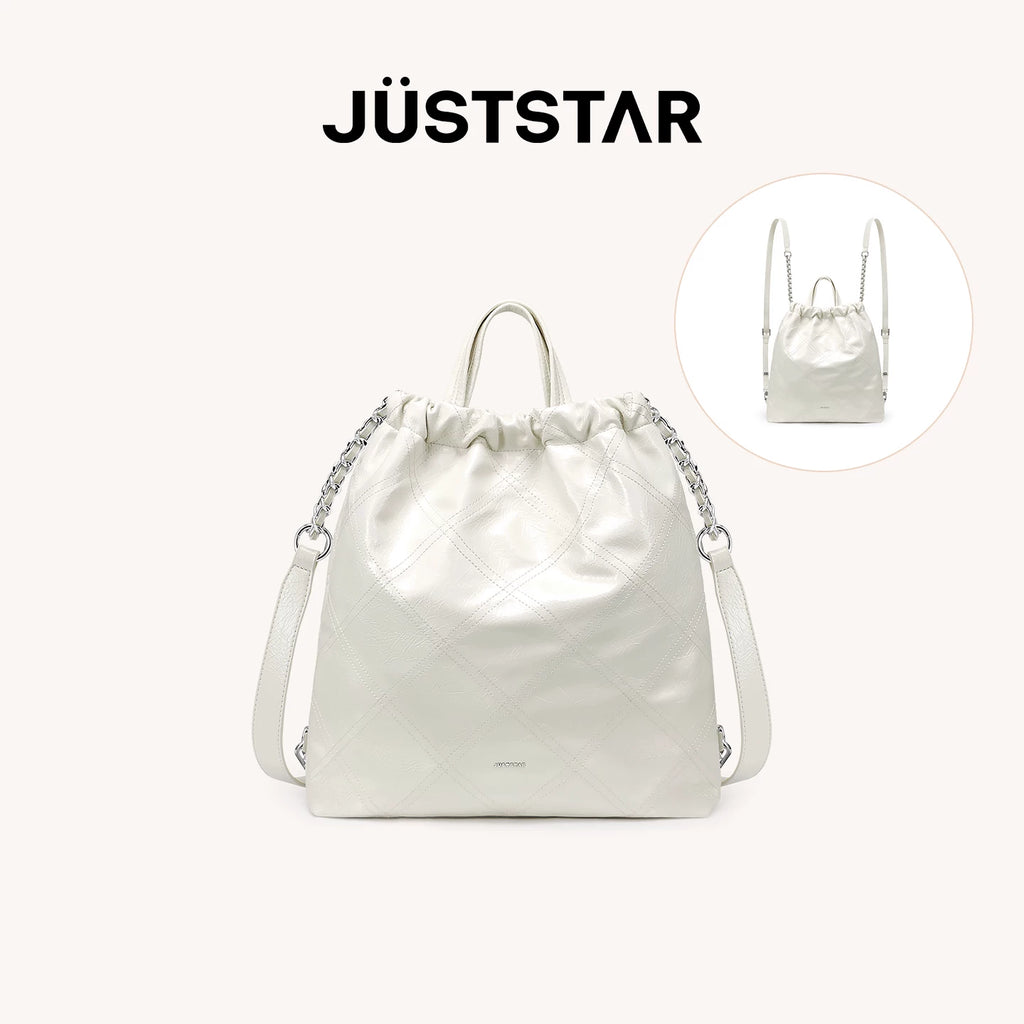 JUST STAR Rhombus Dual-purpose Double Shoulder Large-capacity Tote Bag