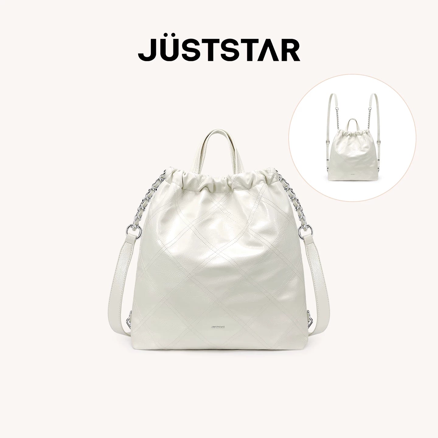 JUST STAR Rhombus Dual-purpose Double Shoulder Large-capacity Tote Bag