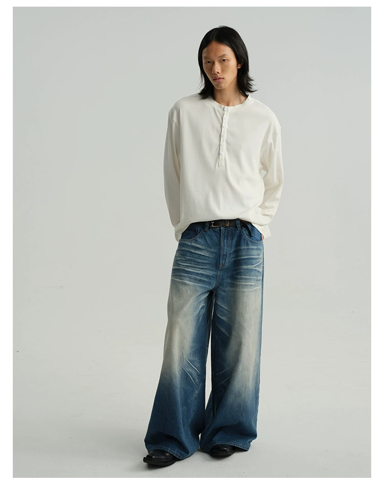 JCAESAR Henry Collar Soft and Comfortable Versatile Long Sleeves