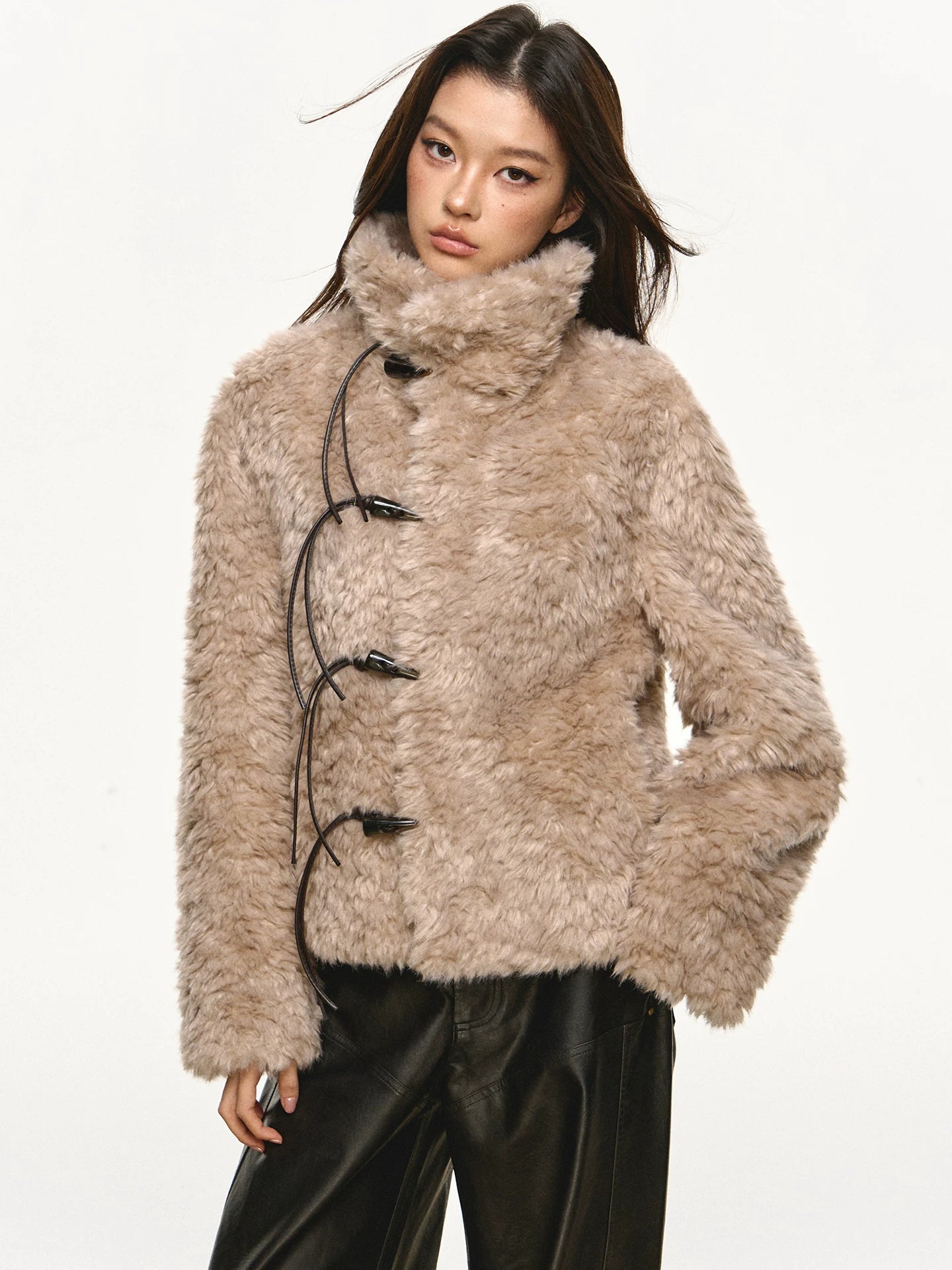Anna Aneae Croissant Button Lamb Wool Coat