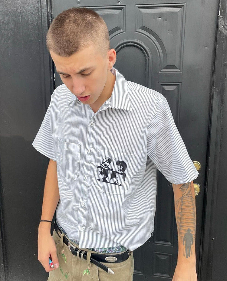 [KONOOT] (Portrait) Kangli Direct Spray Boxy Cardigan Shirt