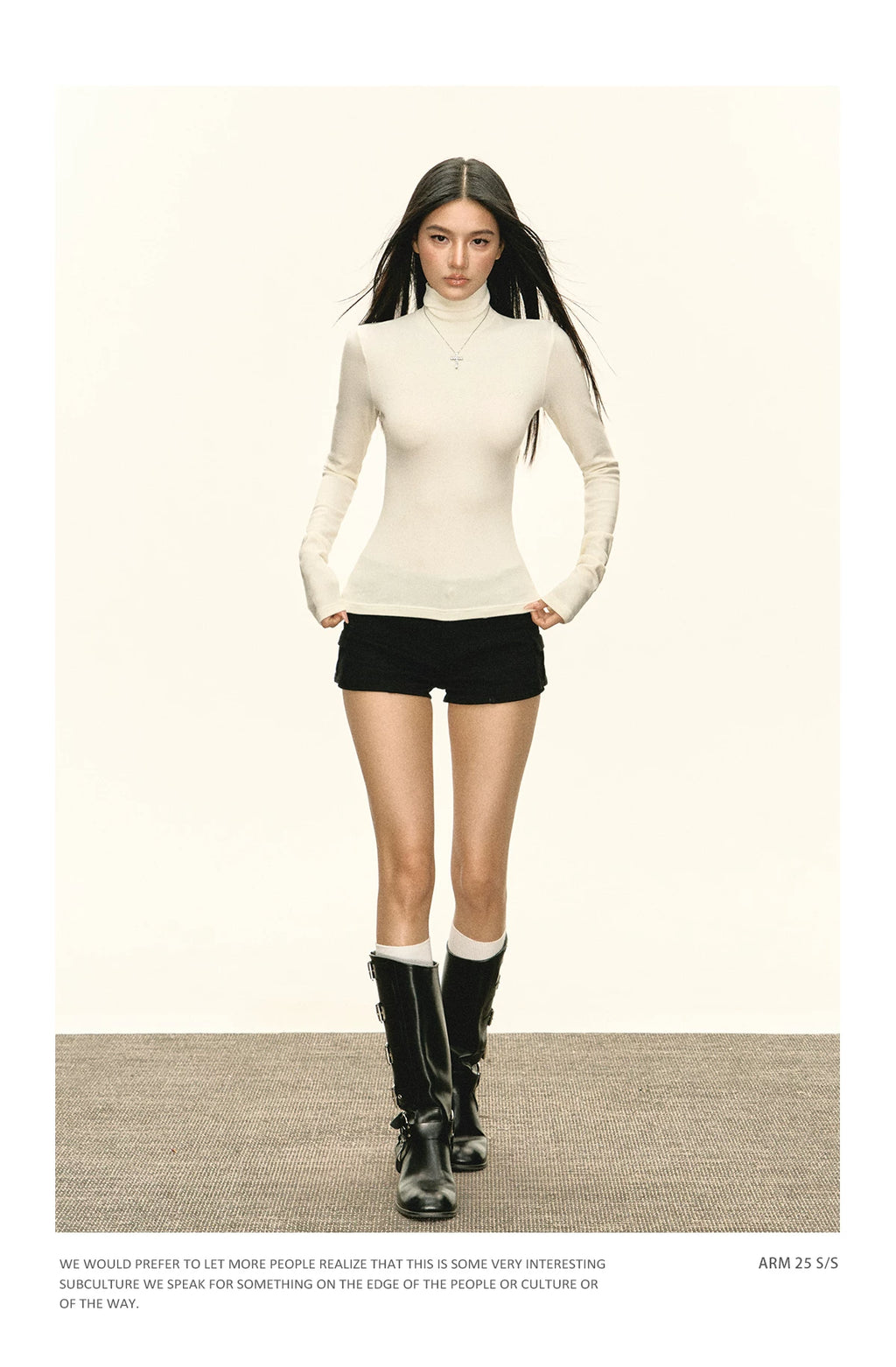 Ariseism Vintage Slim Fit Half Turtleneck Hot Diamond Long Sleeves