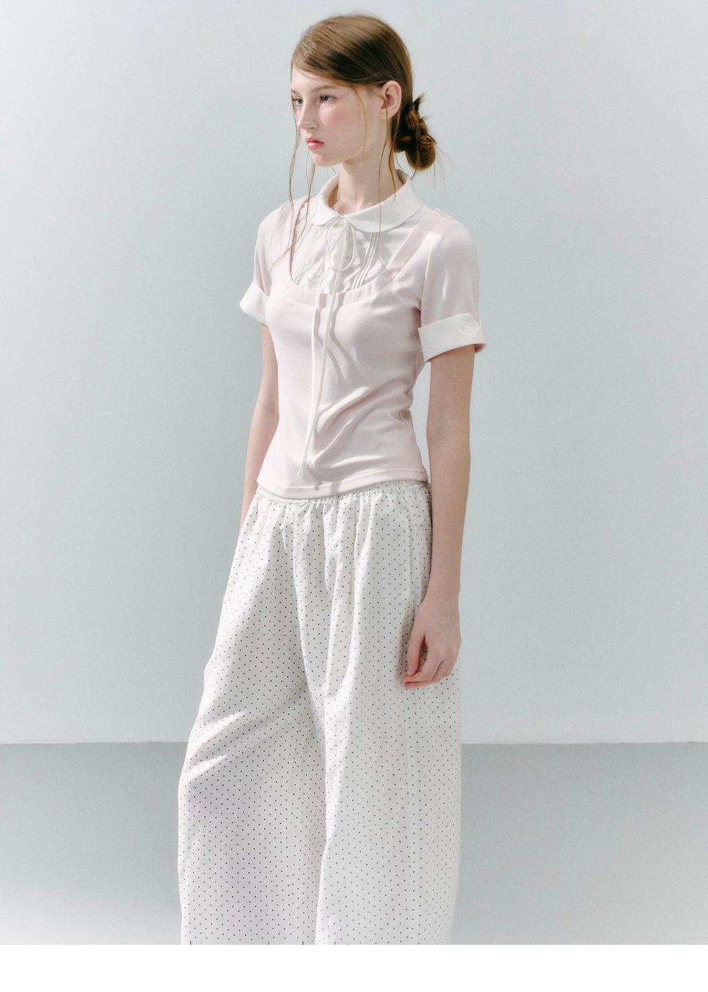 LOST FOREST Fake Two Piece Splicing Slim Tee