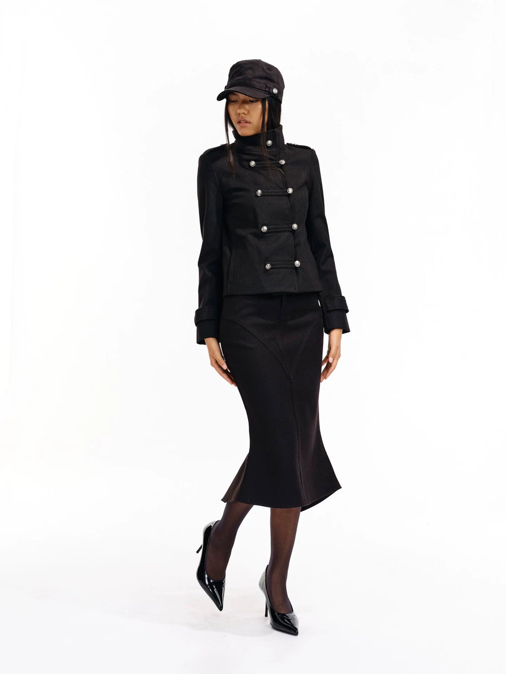 Two Little Guys Retro Woolen Slit Fishtail Skirt