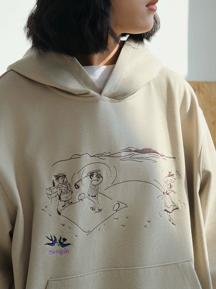 Battles Comic Embroidered Hooded Sweater