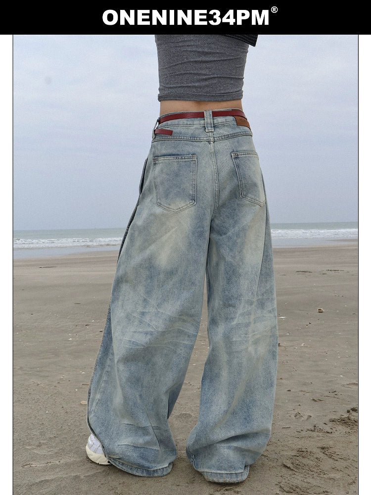 ONENINE34PM Old Cat Whisker Retro Loose Straight Jeans