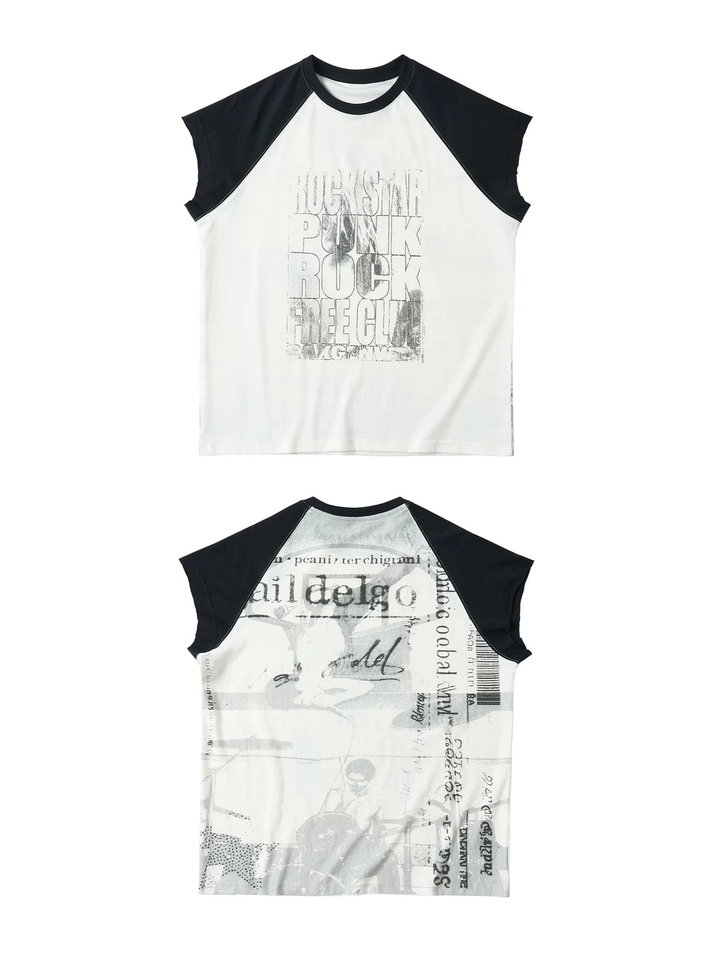 SAXGENWON Rock Digital Print Short Wide-leg Vest