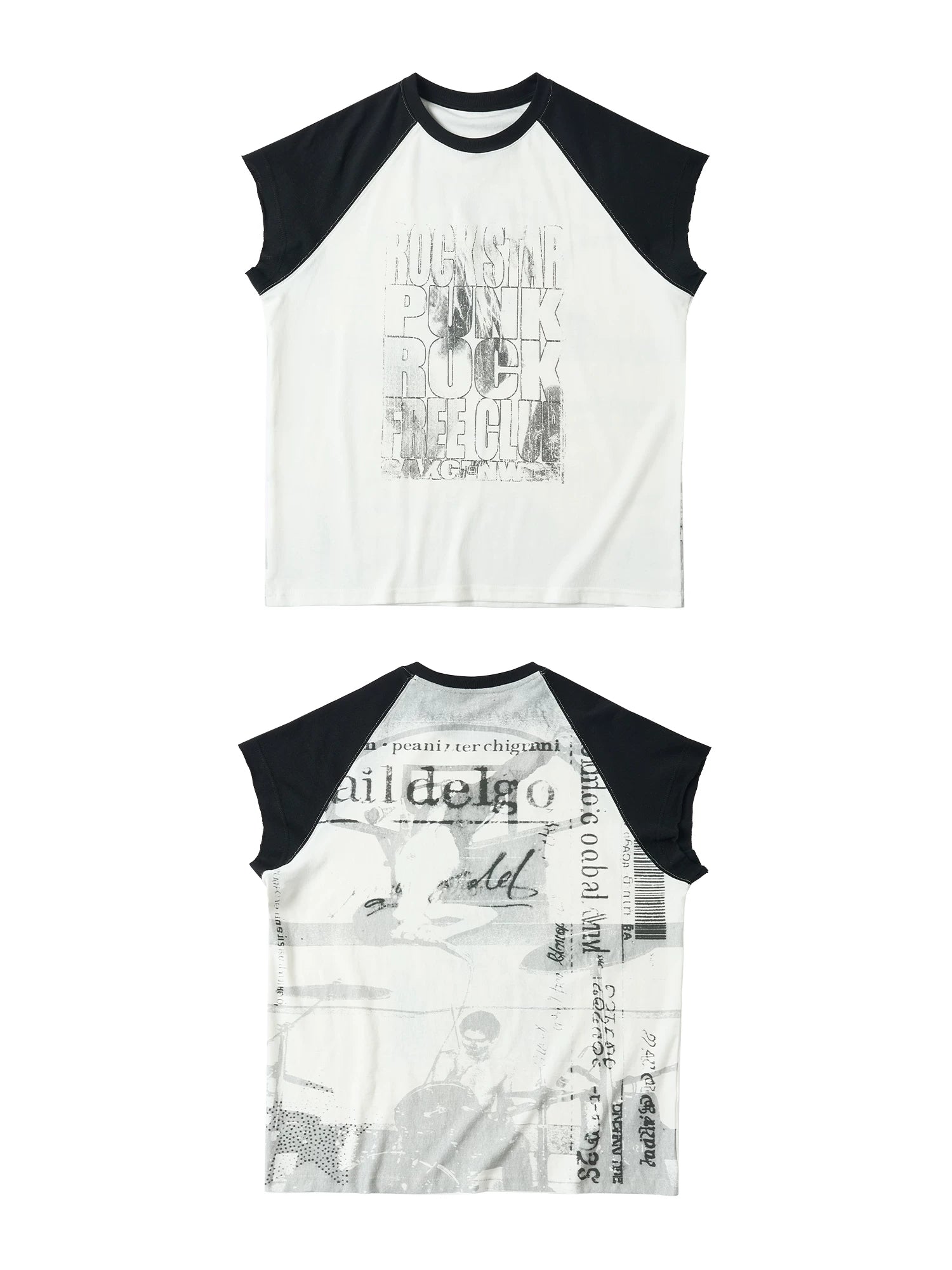 SAXGENWON Rock Digital Print Short Wide-leg Vest