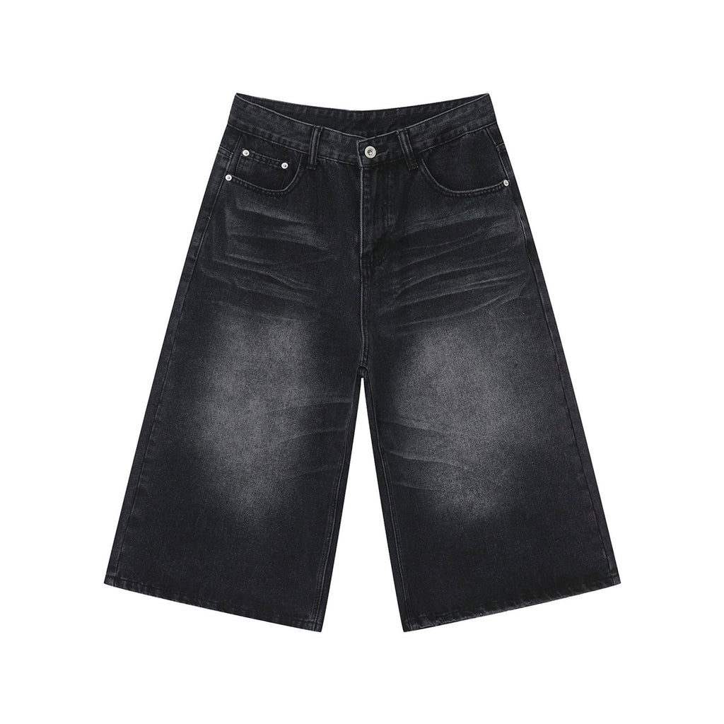 PUBLICRADIO Retro Washed Knee Denim Shorts