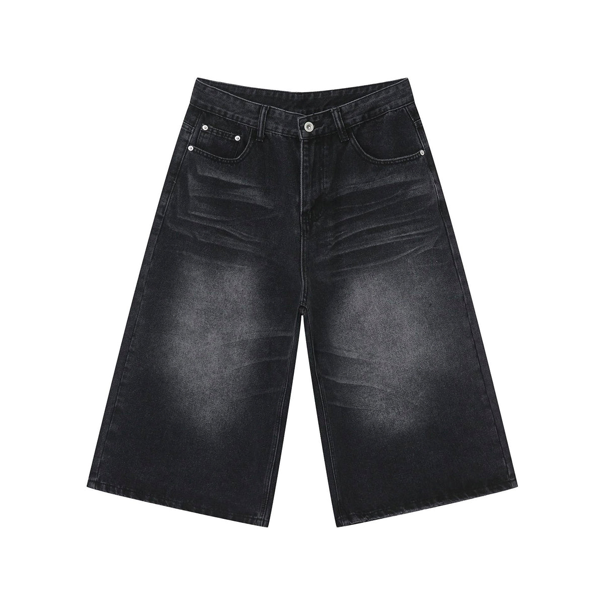 PUBLICRADIO Retro Washed Knee Denim Shorts