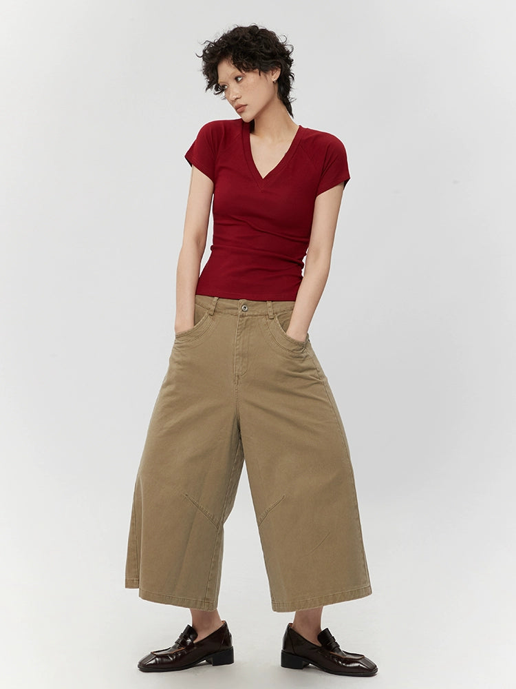 AIRHOOD Simple  Slim Low V Neck Tee
