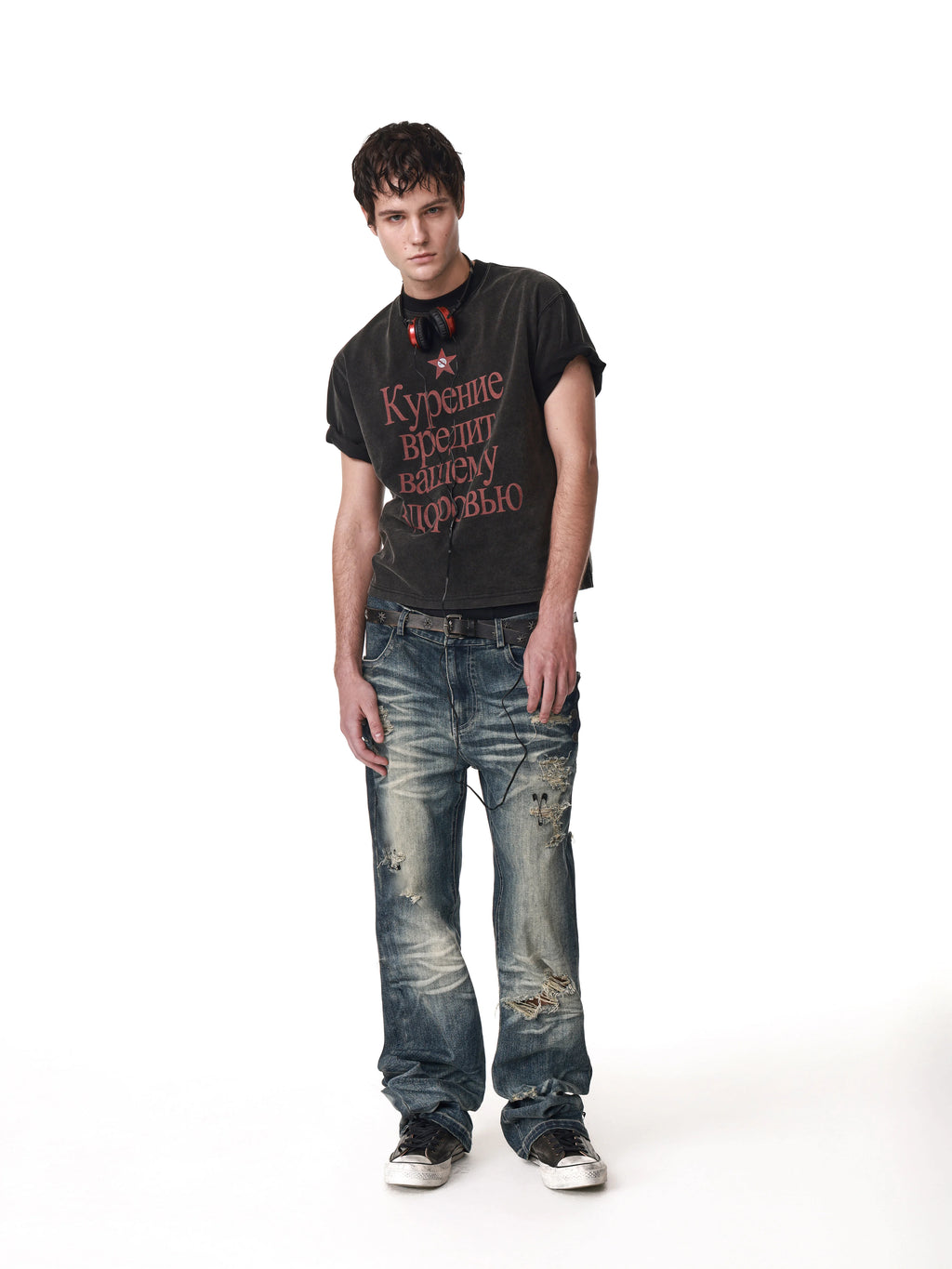 ANTIDOTE Russian Alphabet Print Loose Tee