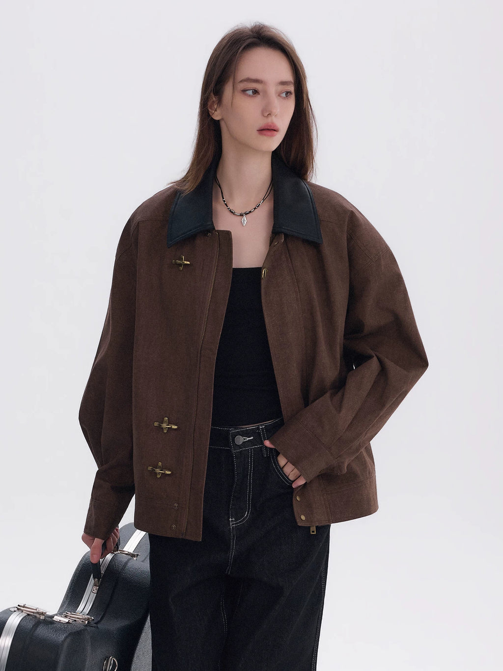 CHOR Lapel Korean Simple Cropped Jacket