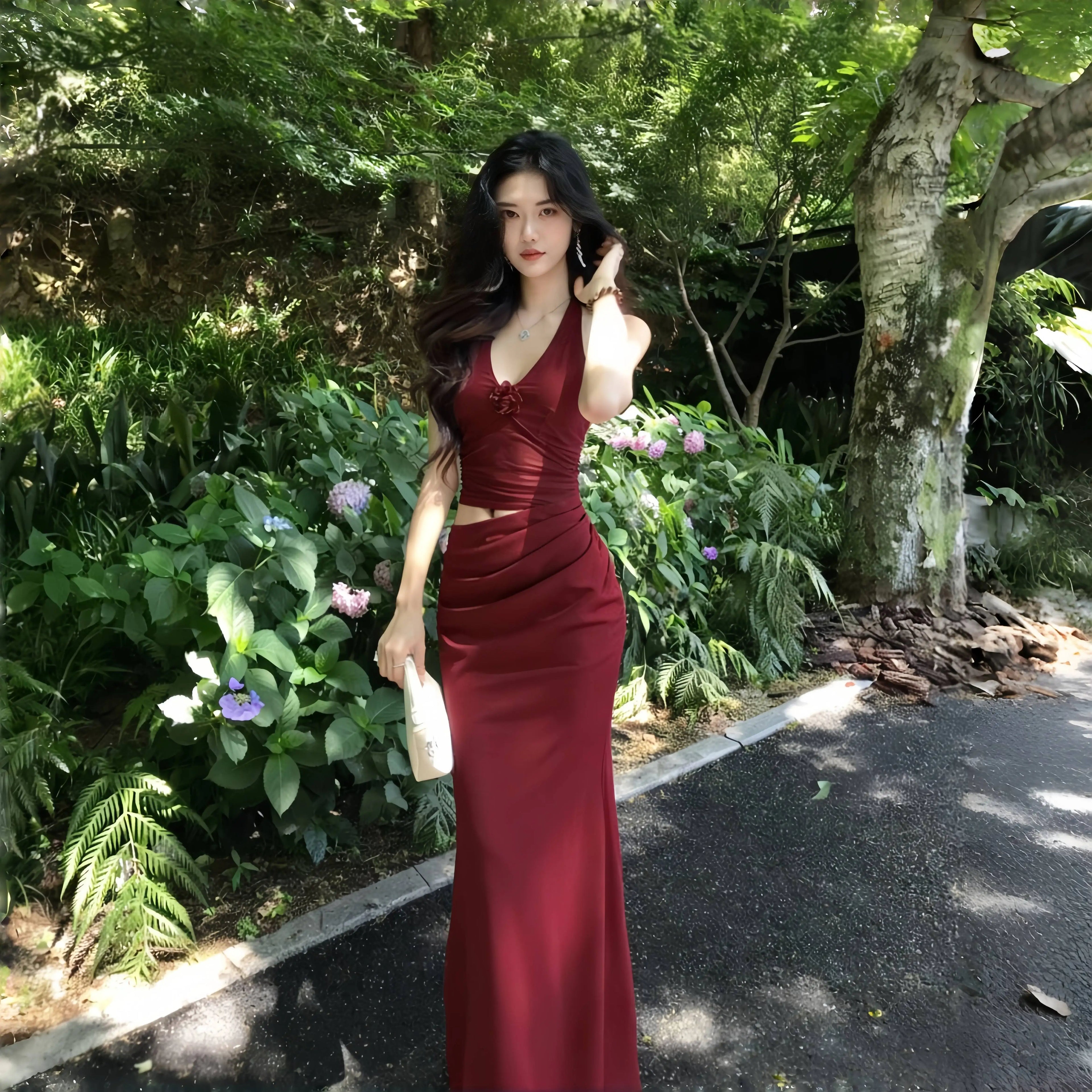 Instunning Neck Slim Dress