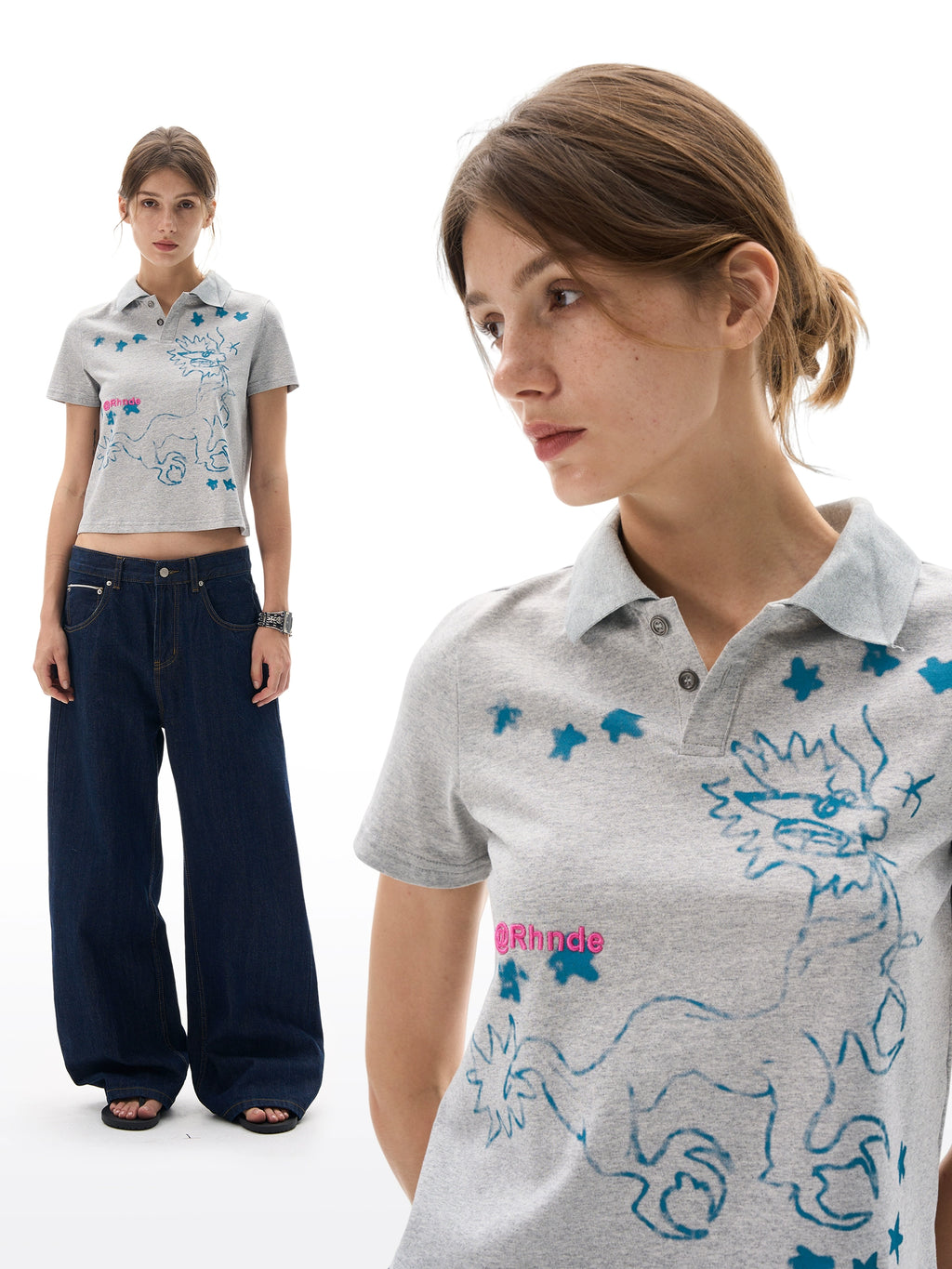 MADWITCH Vintage Graffiti Print Front Shoulder Tee