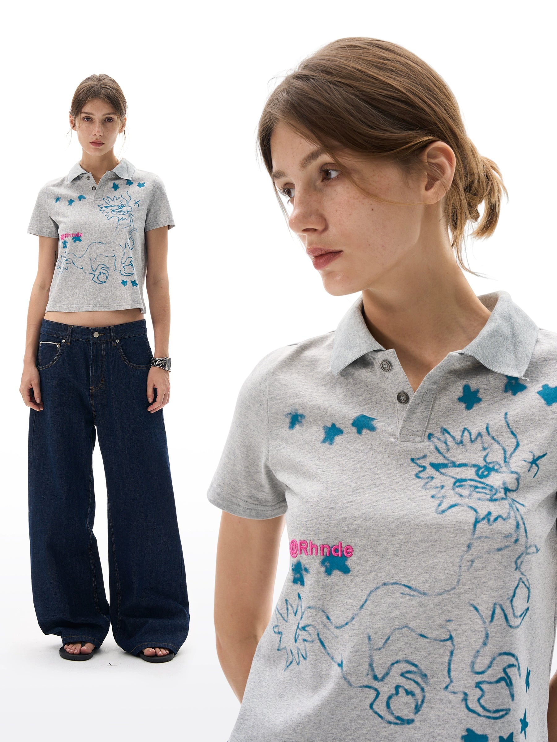 MADWITCH Vintage Graffiti Print Front Shoulder Tee