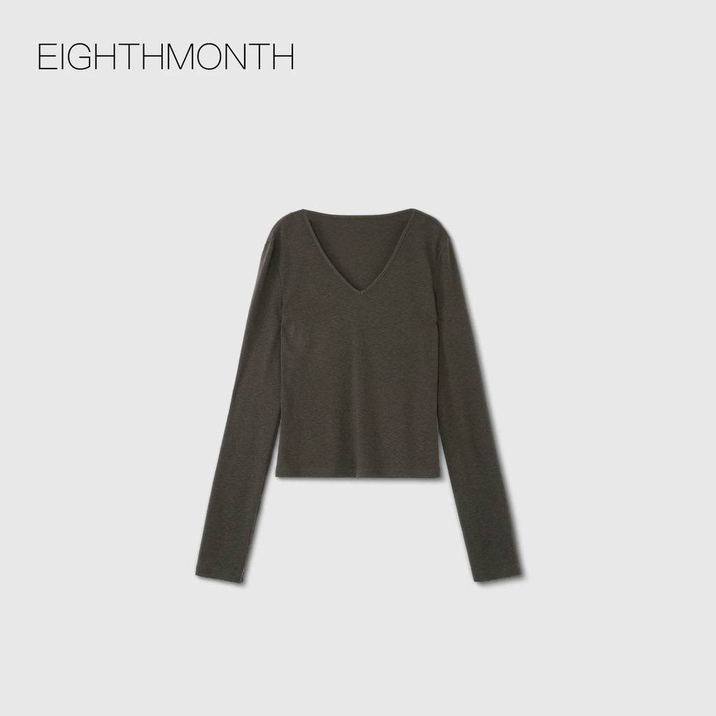 EIGHTHMONTH V-neck Simple and Versatile Long Sleeves