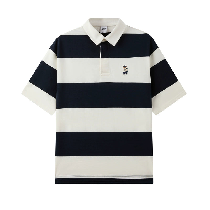 SPAO Men's Striped POLO Collar Short-sleeved T-shirt SPHWF24C51
