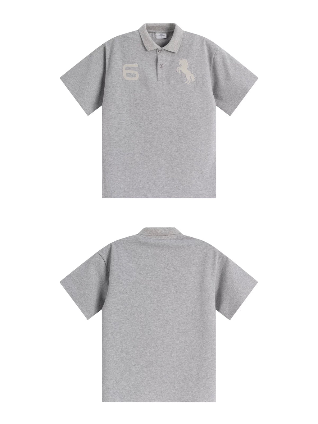 Loopsoon Chest Double Embroidered Casual Lapel Tee