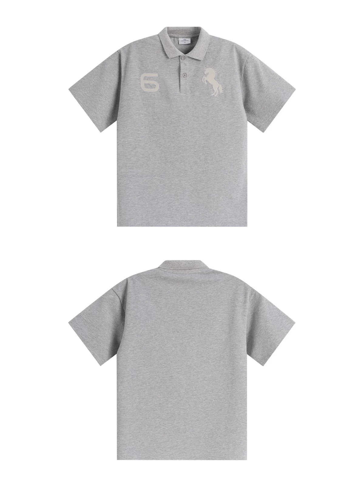 Loopsoon Chest Double Embroidered Casual Lapel Tee