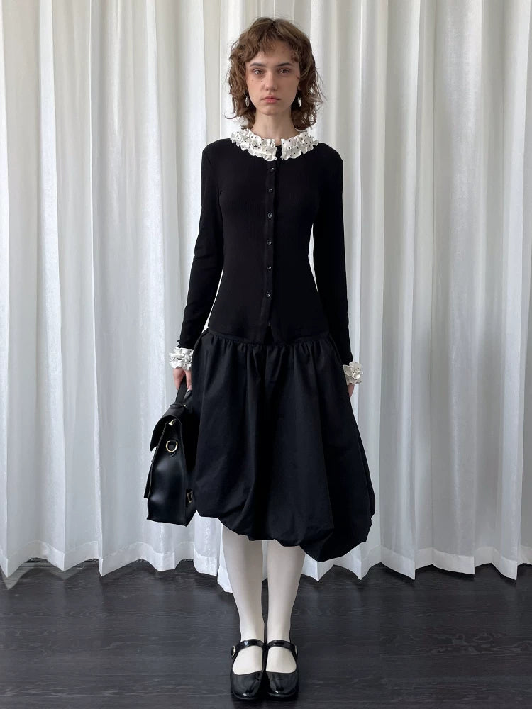 Loosesmell Polka-dot Lace-knit Cardigan