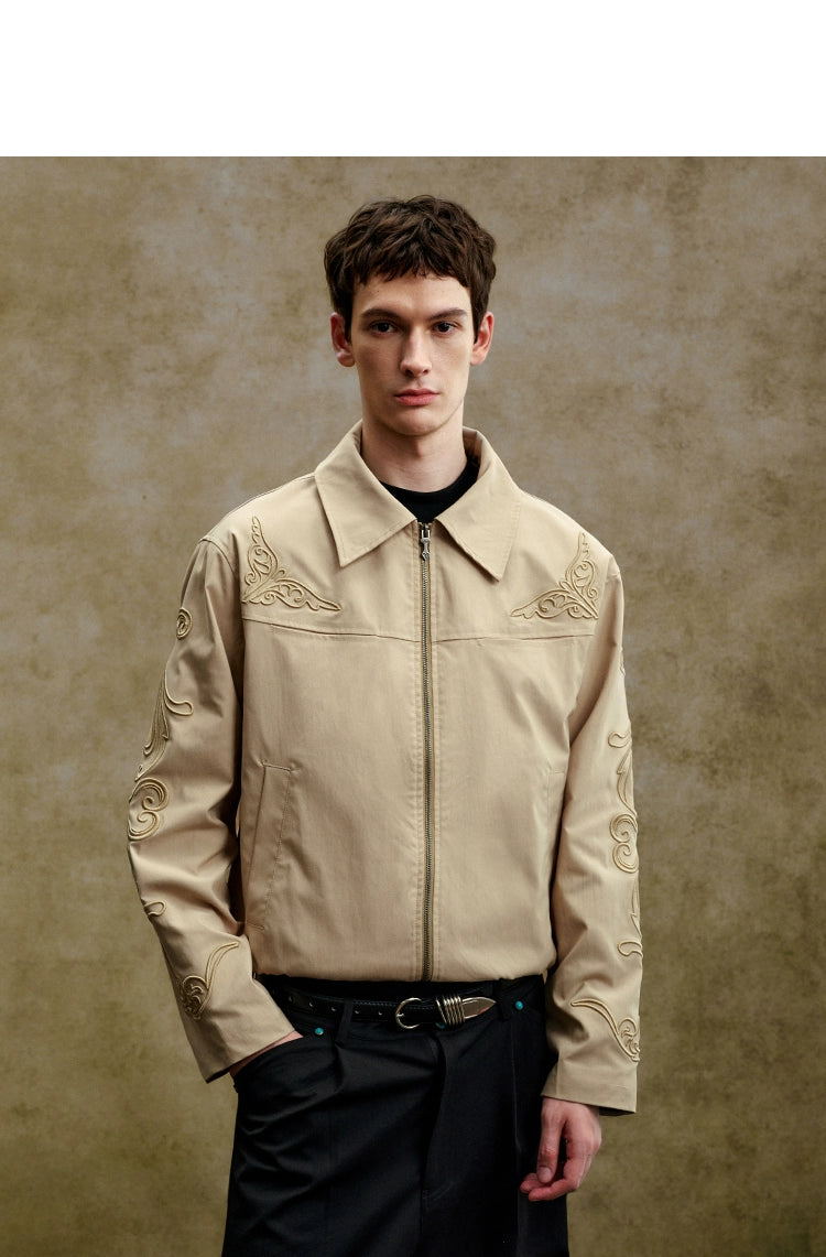 YADcrew Vintage Three-dimensional Line Carved Lapel Jacket