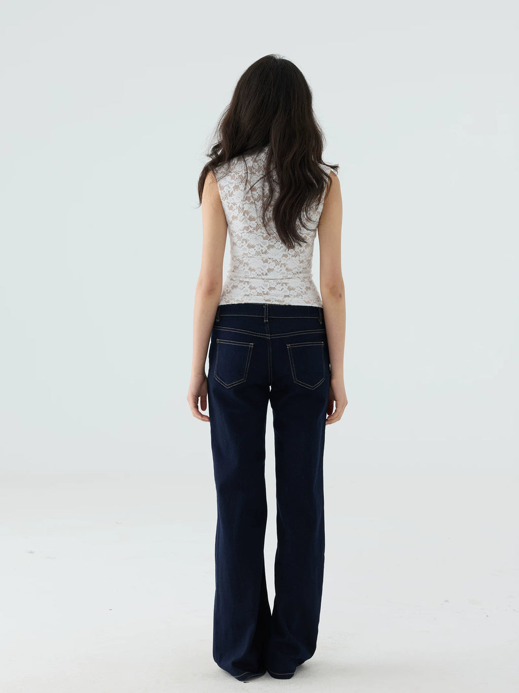 Veryrareme Lace Stand-Up Collar Sleeveless Vest