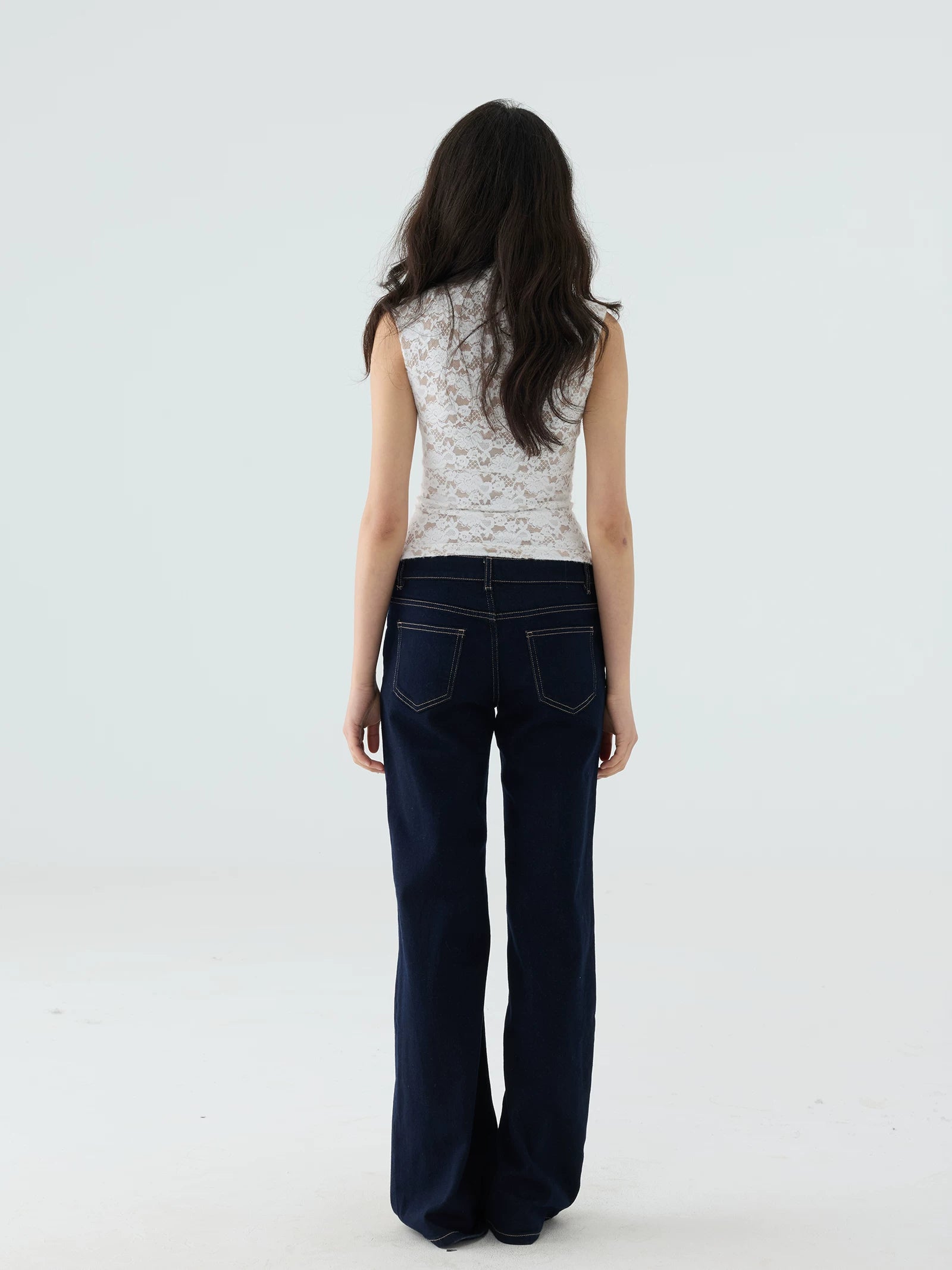 Veryrareme Lace Stand-Up Collar Sleeveless Vest