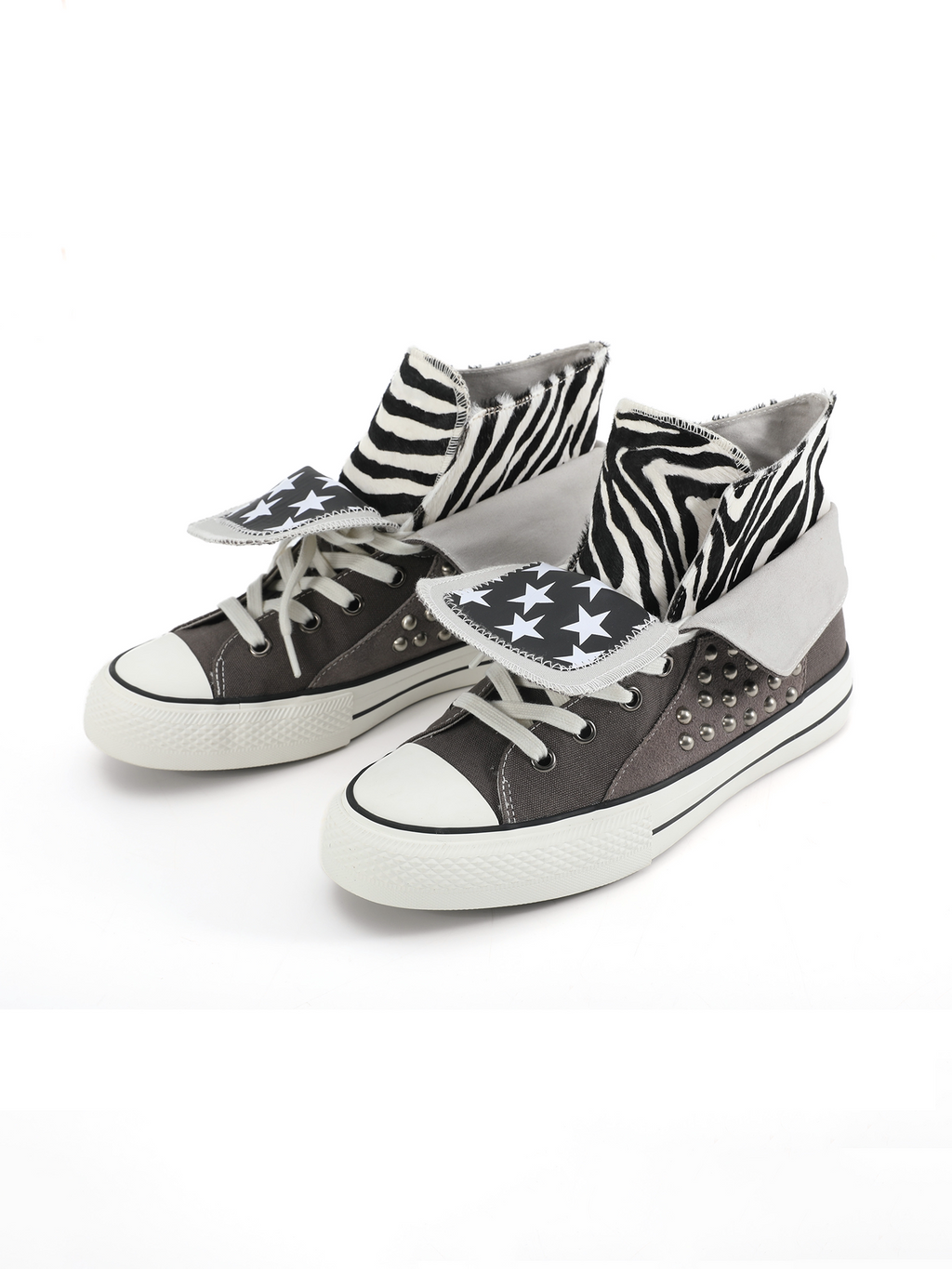 NumbAsia zebra pattern horsehair star print stitching canvas shoes