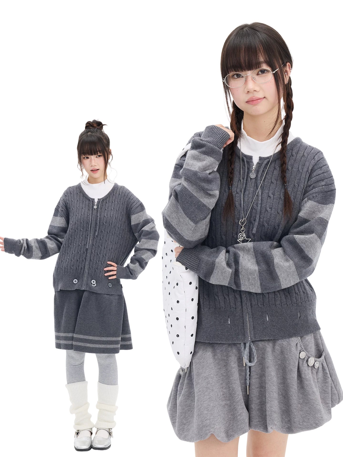 MOMSAYCAN Striped Sweater Cardigan