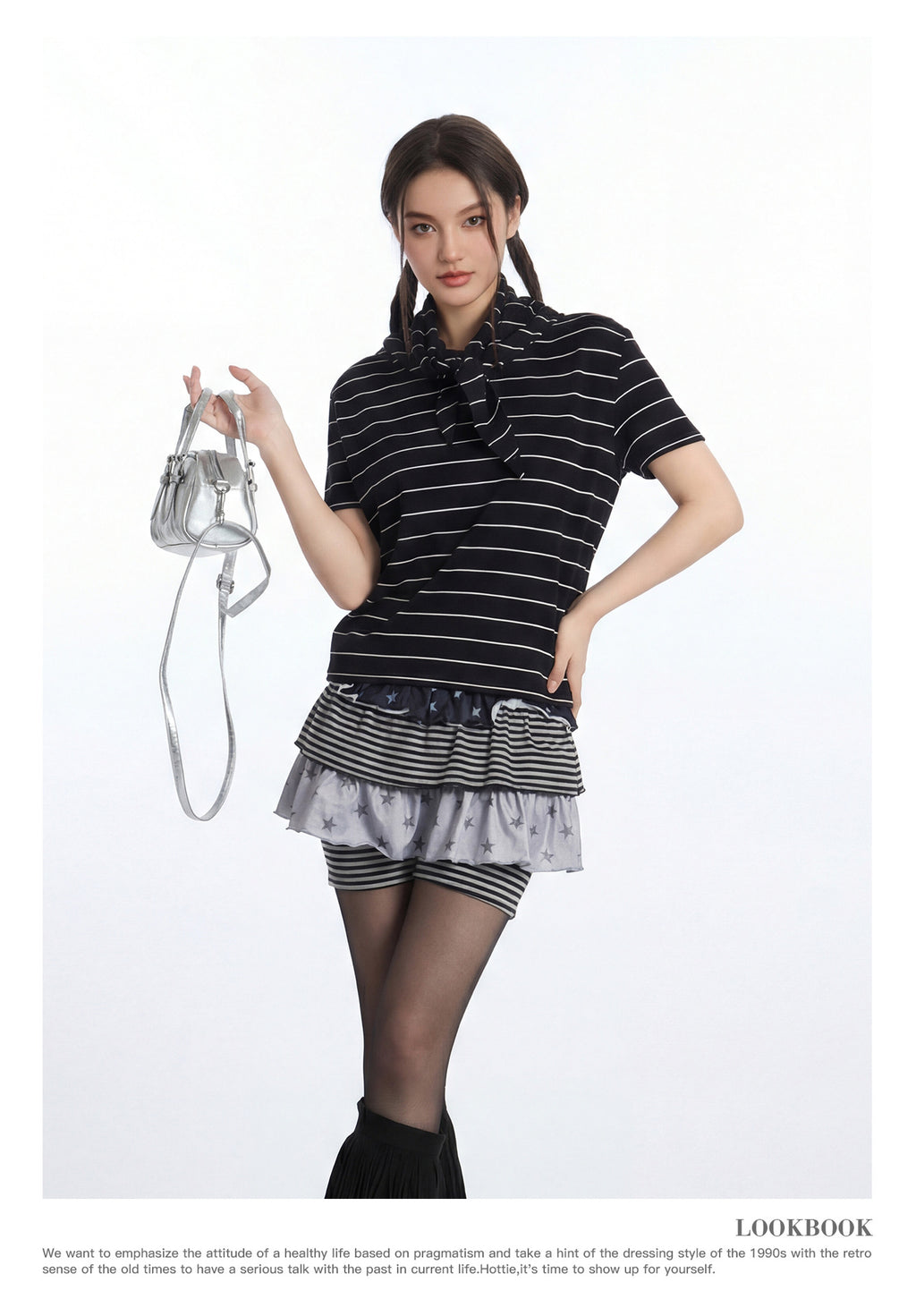 HeyHenry Striped Removable Shawl Casual Tee