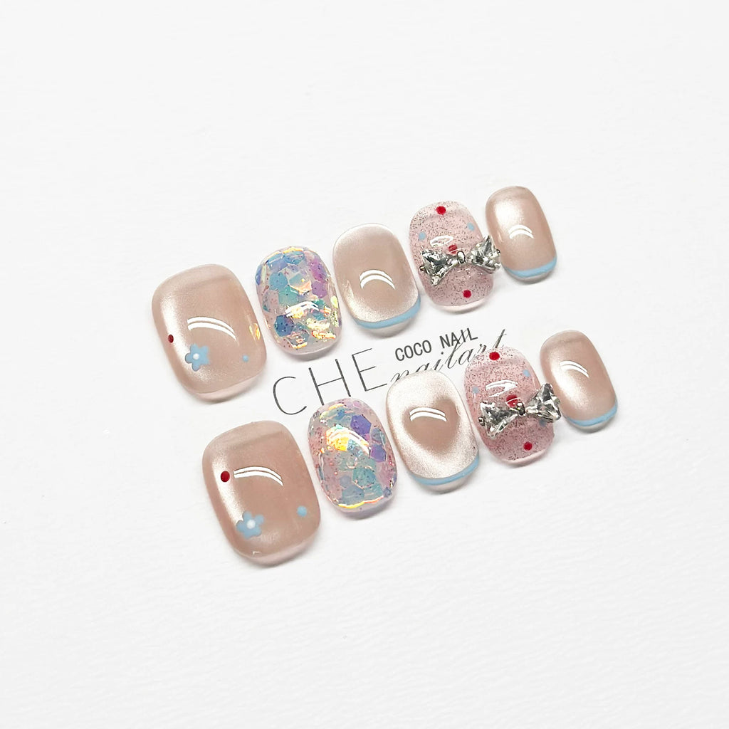 CoCo Small Flower Cat Eye Handmade Manicure Wear Nail