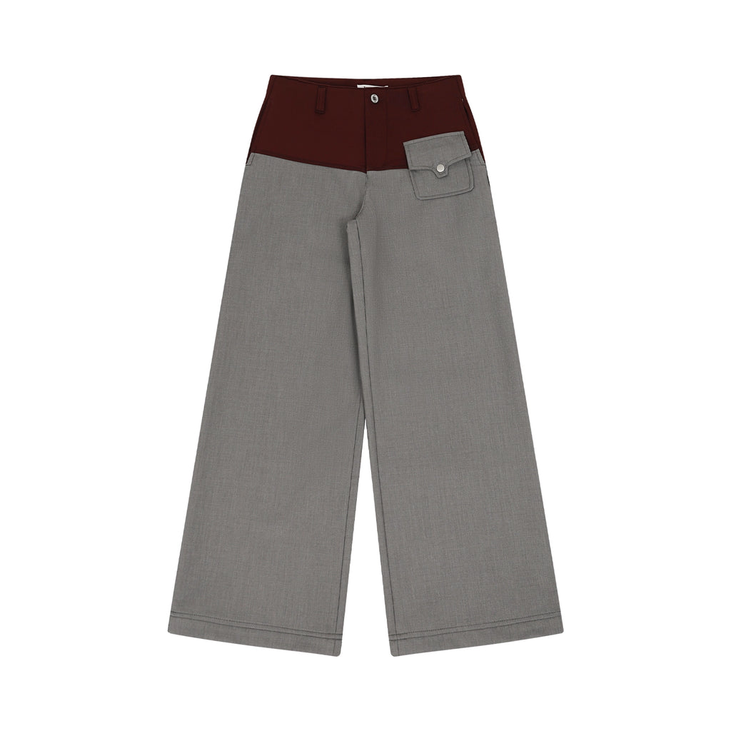 FUNKYFUN Color Matching Waistless Straight Loose Casual Trousers