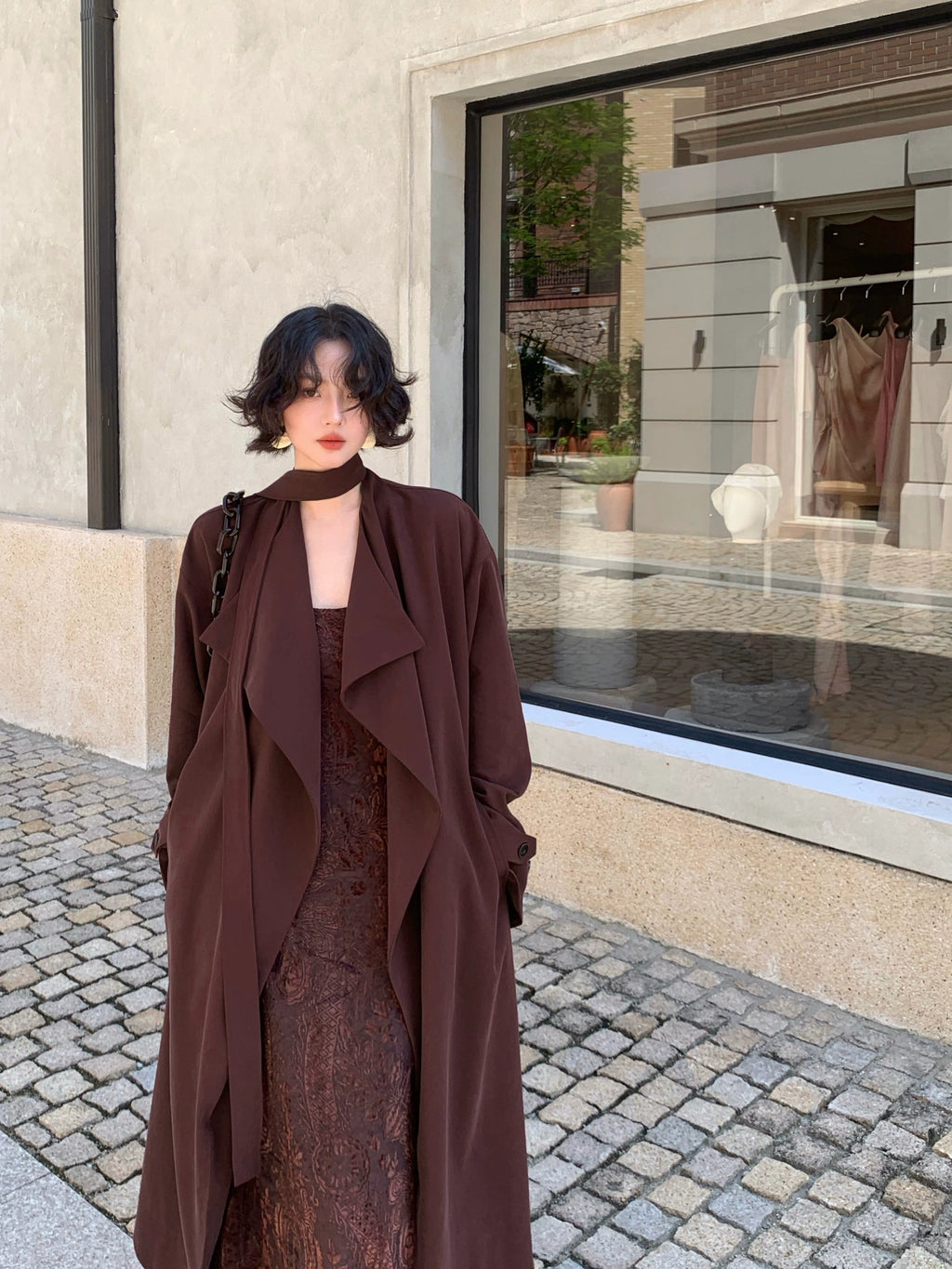 KELIFAN Retro Loose Lapel Trench Coat