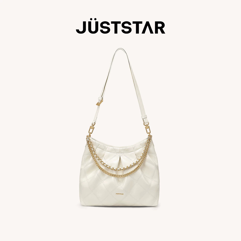 JUST STAR Crossbody Premium Oil Wax Leather Large Capacity Tote Bag