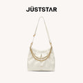 JUST STAR Crossbody Premium Oil Wax Leather Large Capacity Tote Bag