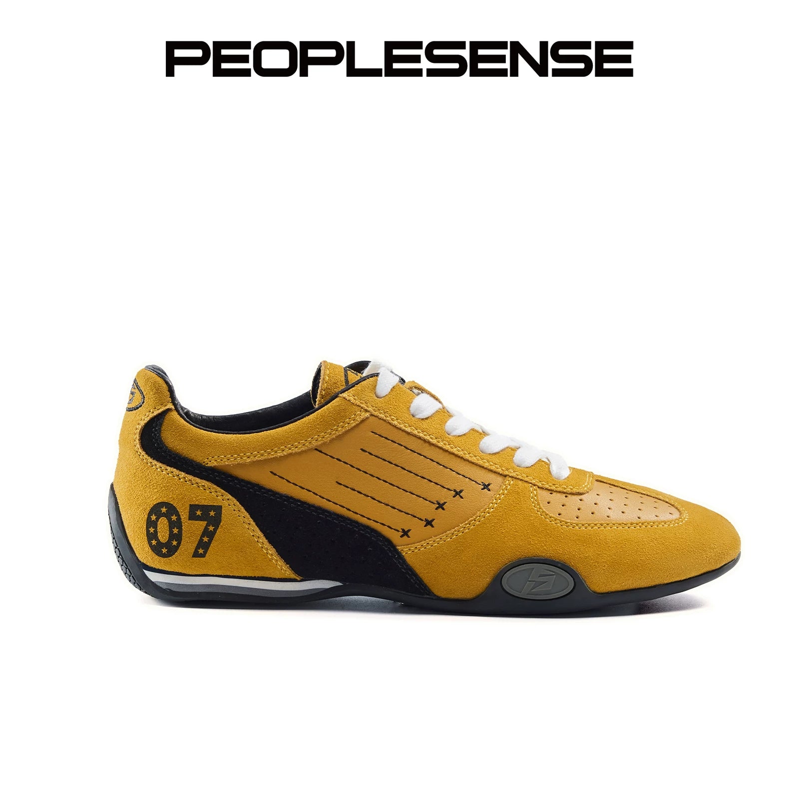 PEOPLESENSE Beef Suede Stitching Embroidered Sneakers