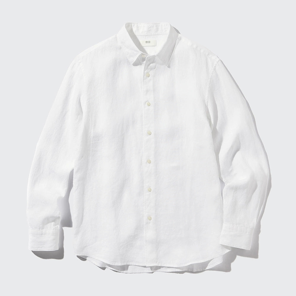 Uniqlo Men's and Women's French Hemp Shirt/Long Sleeve Shirt Linen Casual 25 Spring and Summer New 477641