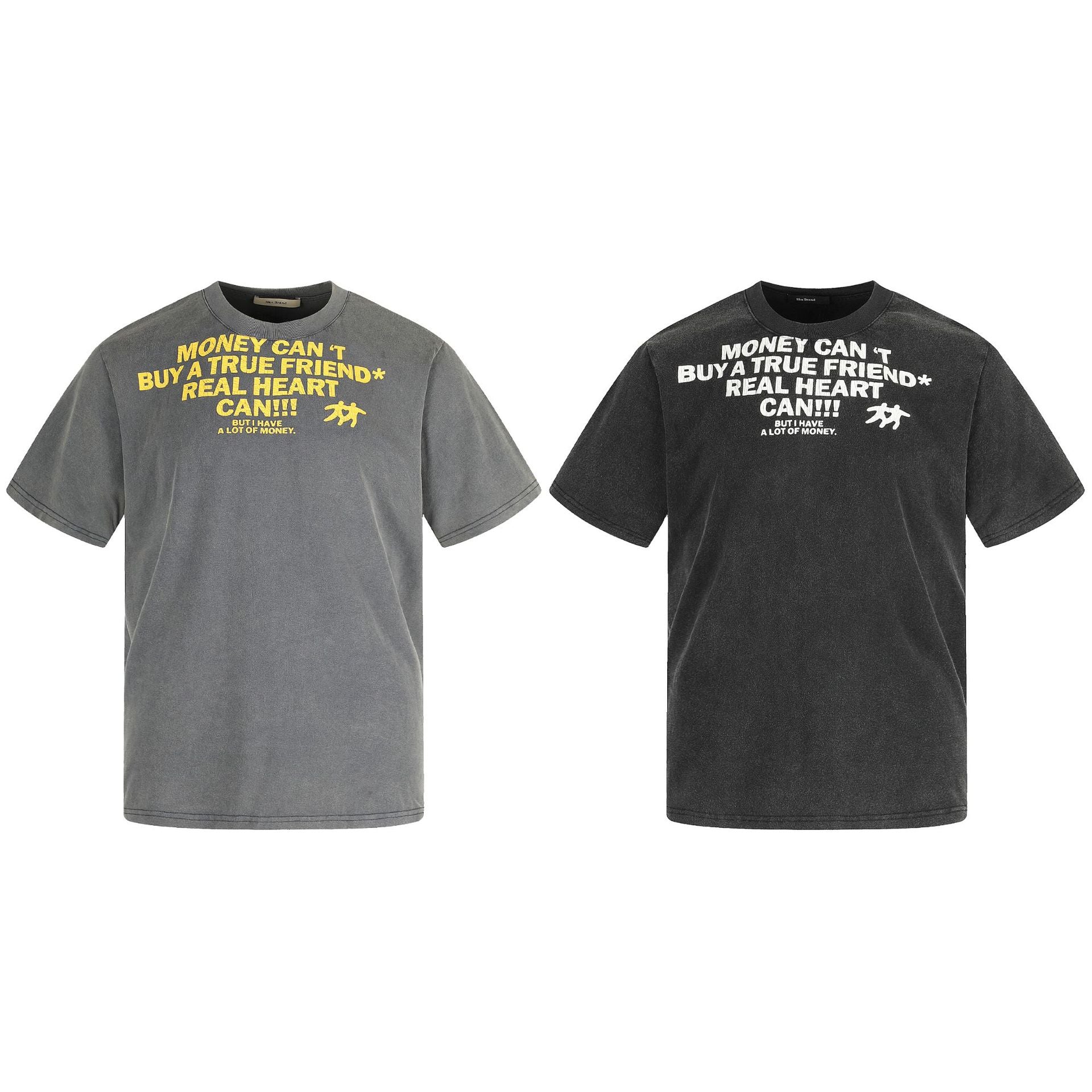 11KN Retro Round Neck Loose Letter Printed Tee