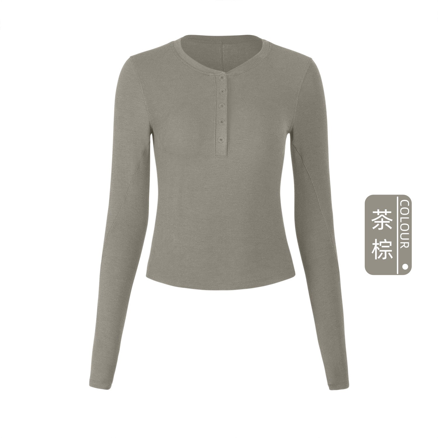 Athena Lulu Slim Fit Button Henry Collar Yoga Top