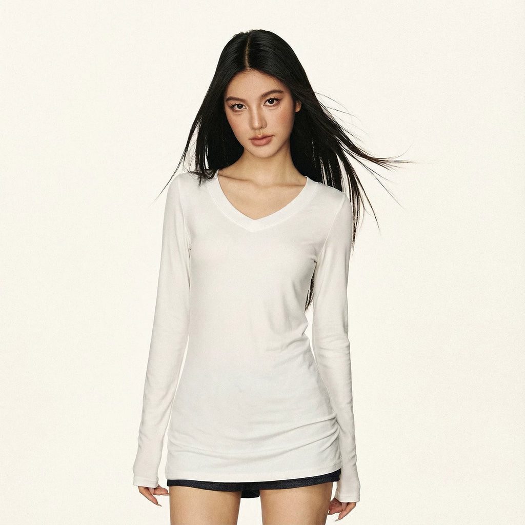 Cherry Melody V-neck Slim Bottom Long Sleeve
