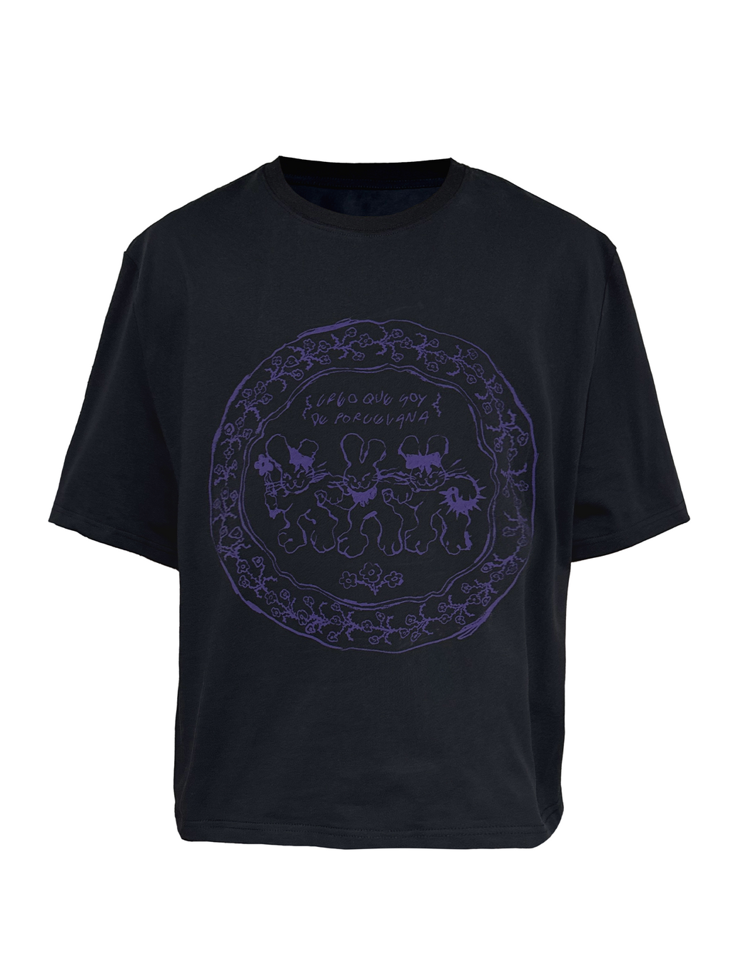 JCAESAR Retro Rabbit Print Casual Tee