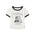 Nariele Kitty Print Pleated Slim Tee