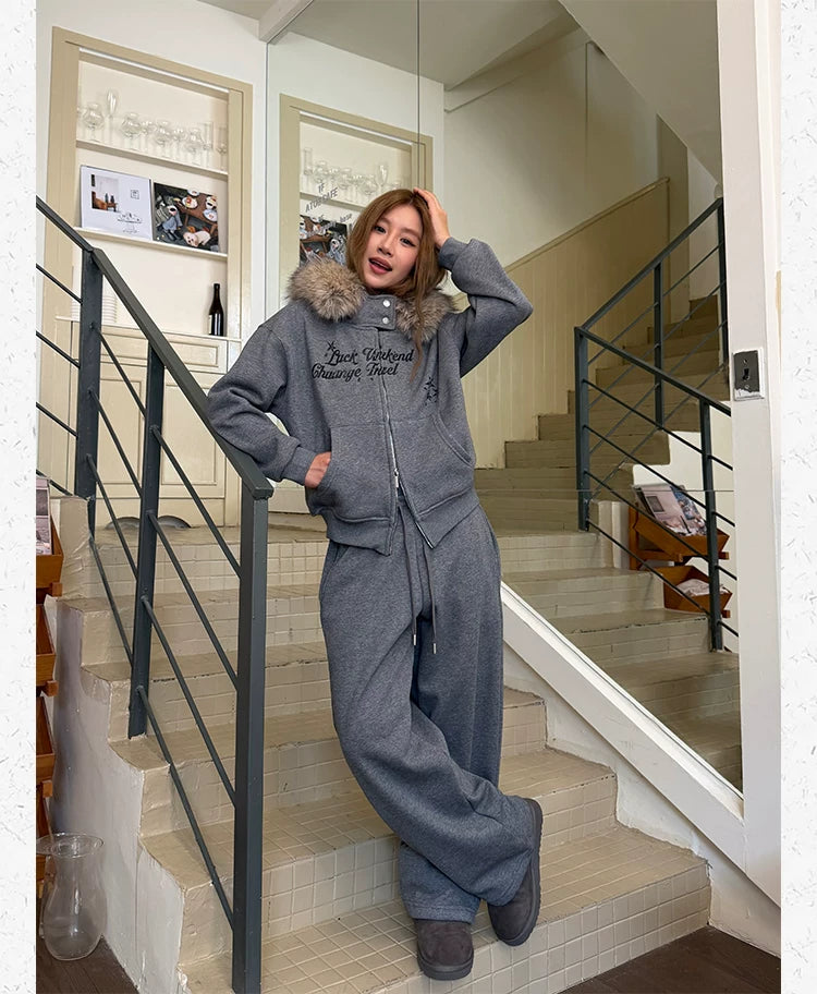 CCYE Double Waist Fleece Drawstring Casual Leggings