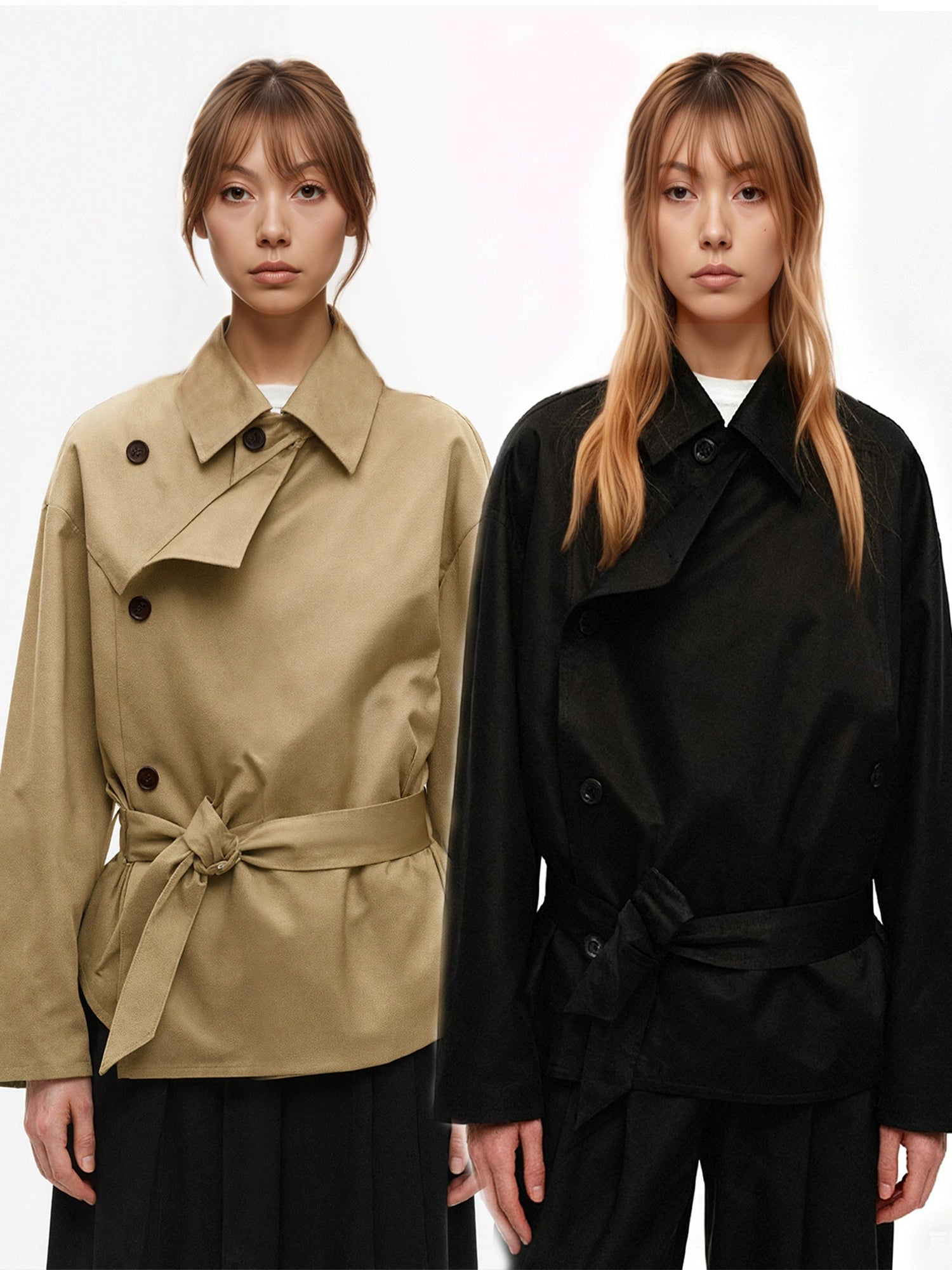 SHE SEEK Short Version Premium Lapel Trench Coat