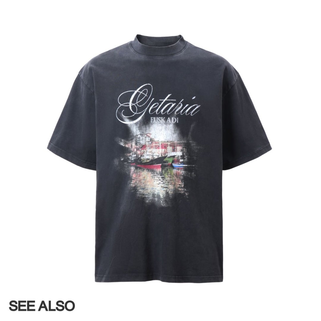 SEE ALSO SS25 Spanish berthing printed washed T-shirt silhouette versatile old short sleeve SA044