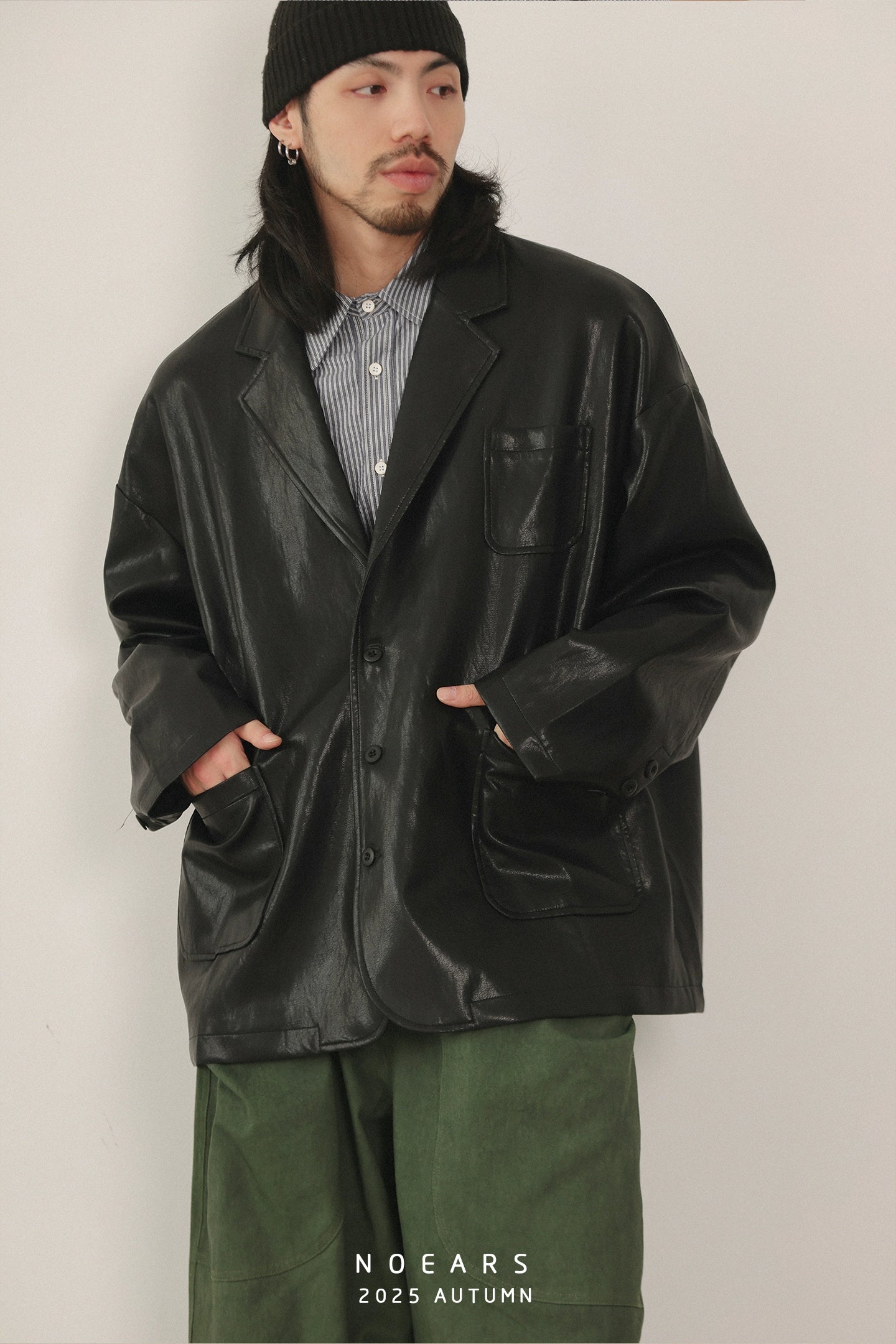 NOEARS Retro Loose Leather Jacket Ruffian Handsome Casual Jacket